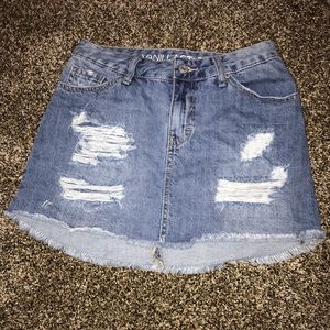 Ripped Jean Skirt